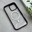 قاب گوشی iPhone 16 Pro Max آیفون اورجینال Orange Line مگ سیف دار طلقی شیشه ای شفاف بنفش تیره کد 126501