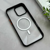 قاب گوشی iPhone 16 Pro Max آیفون اورجینال Orange Line مگ سیف دار طلقی شیشه ای شفاف مشکی کد 126503