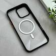 قاب گوشی iPhone 16 Pro Max آیفون اورجینال Orange Line مگ سیف دار طلقی شیشه ای شفاف مشکی کد 126503
