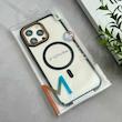 قاب گوشی iPhone 16 Pro Max آیفون اورجینال Orange Line مگ سیف دار طلقی شیشه ای شفاف مشکی کد 126503