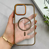 قاب گوشی iPhone 16 Pro Max آیفون اورجینال Orange Line مگ سیف دار طلقی شیشه ای شفاف قهوه ای کد 126504