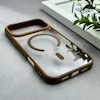 قاب گوشی iPhone 17 Pro Max آیفون اورجینال Orange Line مگ سیف دار طلقی شیشه ای شفاف قهوه ای کد 126505