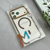 قاب گوشی iPhone 17 Pro Max آیفون اورجینال Orange Line مگ سیف دار طلقی شیشه ای شفاف قهوه ای کد 126505