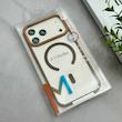 قاب گوشی iPhone 17 Pro Max آیفون اورجینال Orange Line مگ سیف دار طلقی شیشه ای شفاف قهوه ای کد 126505