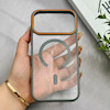 قاب گوشی iPhone 17 Pro Max آیفون اورجینال Orange Line مگ سیف دار طلقی شیشه ای شفاف طوسی کد 126506