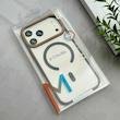 قاب گوشی iPhone 17 Pro Max آیفون اورجینال Orange Line مگ سیف دار طلقی شیشه ای شفاف طوسی کد 126506