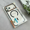 قاب گوشی iPhone 17 Pro Max آیفون اورجینال Orange Line مگ سیف دار طلقی شیشه ای شفاف مشکی کد 126507