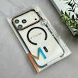 قاب گوشی iPhone 17 Pro Max آیفون اورجینال Orange Line مگ سیف دار طلقی شیشه ای شفاف مشکی کد 126507