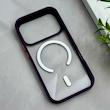 قاب گوشی iPhone 17 Pro آیفون اورجینال Orange Line مگ سیف دار طلقی شیشه ای شفاف بنفش تیره کد 126510