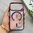 قاب گوشی iPhone 17 Pro آیفون اورجینال Orange Line مگ سیف دار طلقی شیشه ای شفاف بنفش تیره کد 126510