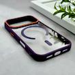 قاب گوشی iPhone 17 Pro آیفون اورجینال Orange Line مگ سیف دار طلقی شیشه ای شفاف بنفش تیره کد 126510