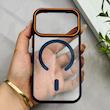 قاب گوشی iPhone 17 Pro آیفون اورجینال Orange Line مگ سیف دار طلقی شیشه ای شفاف سرمه ای کد 126512