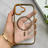 قاب گوشی iPhone 17 آیفون اورجینال Orange Line مگ سیف دار طلقی شیشه ای شفاف قهوه ای کد 126515