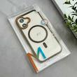 قاب گوشی iPhone 17 آیفون اورجینال Orange Line مگ سیف دار طلقی شیشه ای شفاف قهوه ای کد 126515