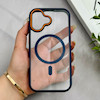 قاب گوشی iPhone 17 آیفون اورجینال Orange Line مگ سیف دار طلقی شیشه ای شفاف سرمه ای کد 126516