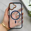 قاب گوشی iPhone 17 آیفون اورجینال Orange Line مگ سیف دار طلقی شیشه ای شفاف سرمه ای کد 126516