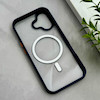 قاب گوشی iPhone 17 آیفون اورجینال Orange Line مگ سیف دار طلقی شیشه ای شفاف سرمه ای کد 126516