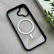 قاب گوشی iPhone 17 آیفون اورجینال Orange Line مگ سیف دار طلقی شیشه ای شفاف سرمه ای کد 126516