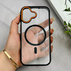 قاب گوشی iPhone 17 آیفون اورجینال Orange Line مگ سیف دار طلقی شیشه ای شفاف مشکی کد 126517