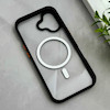 قاب گوشی iPhone 17 آیفون اورجینال Orange Line مگ سیف دار طلقی شیشه ای شفاف مشکی کد 126517