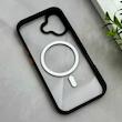 قاب گوشی iPhone 17 آیفون اورجینال Orange Line مگ سیف دار طلقی شیشه ای شفاف مشکی کد 126517