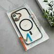 قاب گوشی iPhone 17 آیفون اورجینال Orange Line مگ سیف دار طلقی شیشه ای شفاف مشکی کد 126517