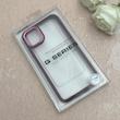 قاب گوشی iPhone 11 Pro Max آیفون پشت طلق شفاف دور سیلیکونی اورجینال فلزی متال کیس Metal Case زرشکی کد 124874