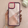 قاب گوشی iPhone 12 Pro Max آیفون پشت طلق شفاف دور سیلیکونی اورجینال فلزی متال کیس Metal Case زرشکی کد 124875