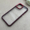 قاب گوشی iPhone 12 Pro Max آیفون پشت طلق شفاف دور سیلیکونی اورجینال فلزی متال کیس Metal Case زرشکی کد 124875