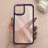 قاب گوشی iPhone 12 Pro Max آیفون پشت طلق شفاف دور سیلیکونی اورجینال فلزی متال کیس Metal Case بنفش کد 124877