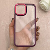 قاب گوشی iPhone 13 Pro Max آیفون پشت طلق شفاف دور سیلیکونی اورجینال فلزی متال کیس Metal Case زرشکی کد 124880