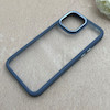 قاب گوشی iPhone 13 Pro Max آیفون پشت طلق شفاف دور سیلیکونی اورجینال فلزی متال کیس Metal Case آبی کد 124881