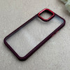 قاب گوشی iPhone 12 - 12 Pro آیفون پشت طلق شفاف دور سیلیکونی اورجینال فلزی متال کیس Metal Case زرشکی کد 124884