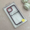 قاب گوشی iPhone 12 - 12 Pro آیفون پشت طلق شفاف دور سیلیکونی اورجینال فلزی متال کیس Metal Case زرشکی کد 124884