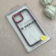 قاب گوشی iPhone 12 - 12 Pro آیفون پشت طلق شفاف دور سیلیکونی اورجینال فلزی متال کیس Metal Case زرشکی کد 124884