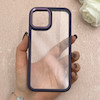 قاب گوشی iPhone 12 - 12 Pro آیفون پشت طلق شفاف دور سیلیکونی اورجینال فلزی متال کیس Metal Case بنفش کد 124885
