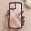 قاب گوشی iPhone 12 - 12 Pro آیفون پشت طلق شفاف دور سیلیکونی اورجینال فلزی متال کیس Metal Case بنفش کد 124885