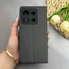 کیف گوشی Redmi Note 13 Pro 5G - Poco X6 شیائومی کریستال Crystal مگنتی طرح چرم کتابی بنددار خاکستری کد 130309