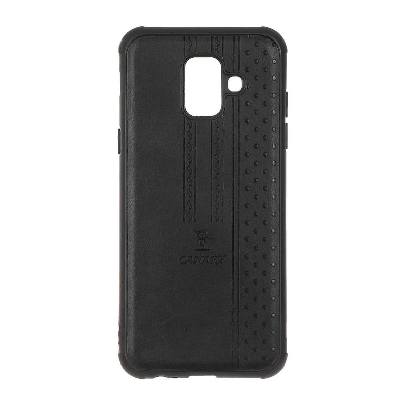قاب گوشی Galaxy A6 2018 سامسونگ اورجینال کاناری CANARY چرمی دوخت کلاسیک نقطه چین مشکی کد 126703