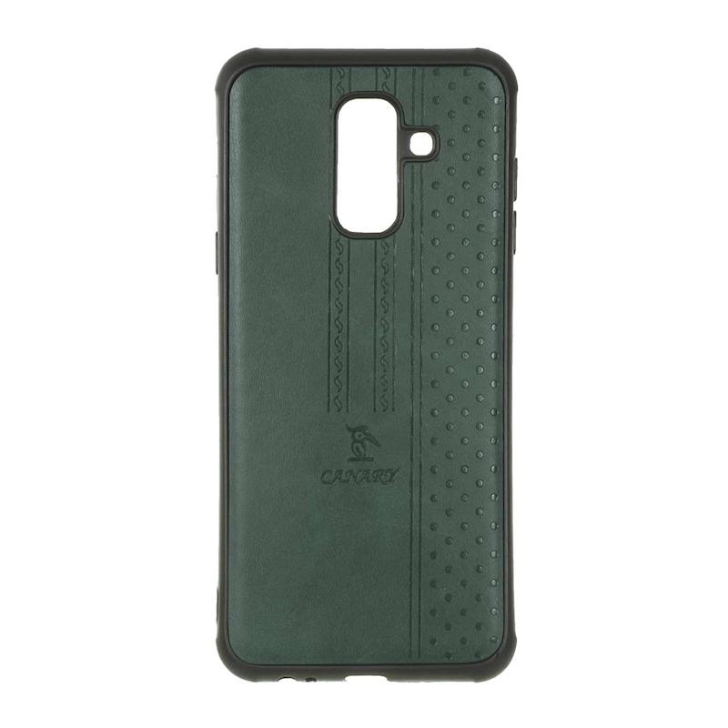قاب گوشی Galaxy A6 Plus سامسونگ اورجینال کاناری CANARY چرمی دوخت کلاسیک نقطه چین سبز کد 126704