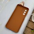 قاب گوشی Galaxy A17 سامسونگ سیلیکونی فانتزی عروسکی برجسته طرح لبوبو LABUBU محافظ لنزدار قهوه ای کد 130422