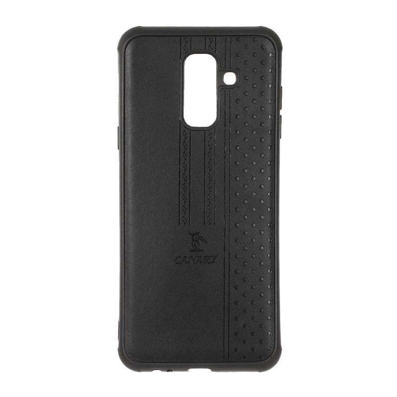 قاب گوشی Galaxy A6 Plus سامسونگ اورجینال کاناری CANARY چرمی دوخت کلاسیک نقطه چین مشکی کد 126706