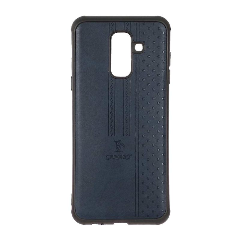 قاب گوشی Galaxy A6 Plus سامسونگ اورجینال کاناری CANARY چرمی دوخت کلاسیک نقطه چین سرمه ای کد 126710
