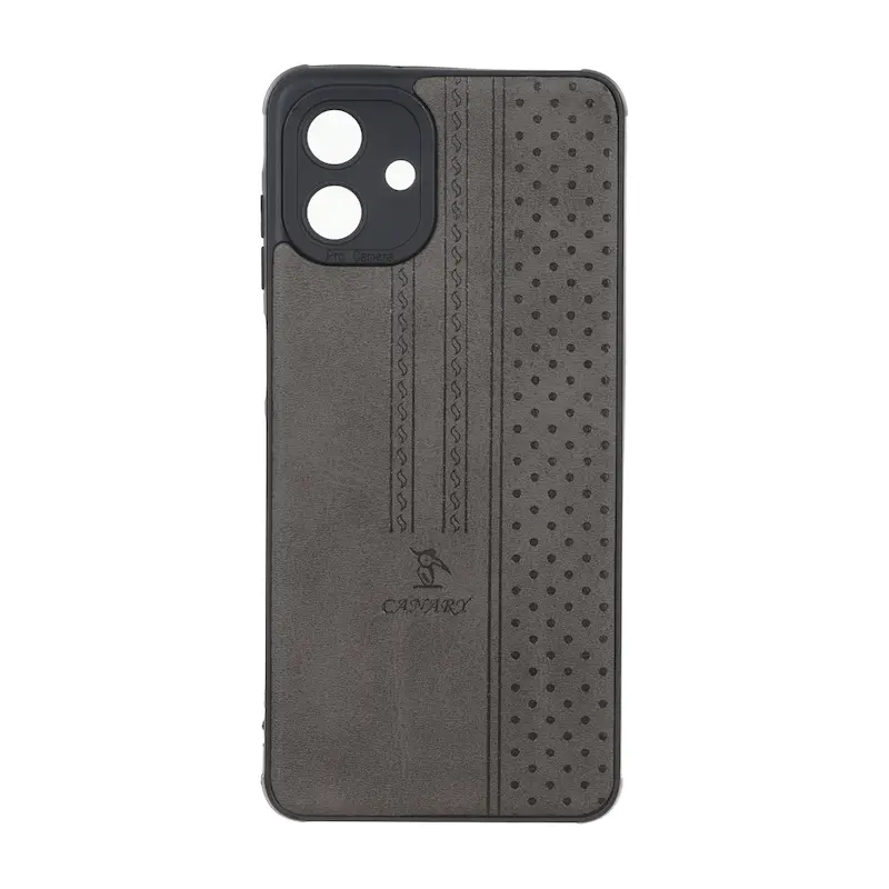 قاب گوشی Galaxy A07 سامسونگ اورجینال کاناری CANARY چرمی دوخت کلاسیک نقطه چین خاکستری کد 126713
