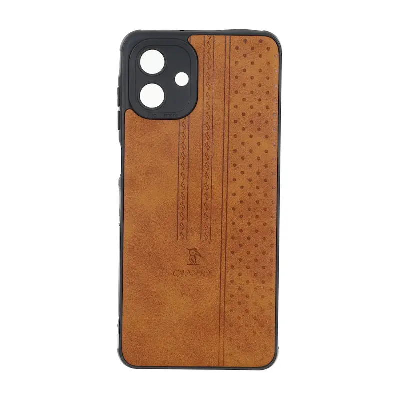 قاب گوشی Galaxy A07 سامسونگ اورجینال کاناری CANARY چرمی دوخت کلاسیک نقطه چین عسلی کد 126714