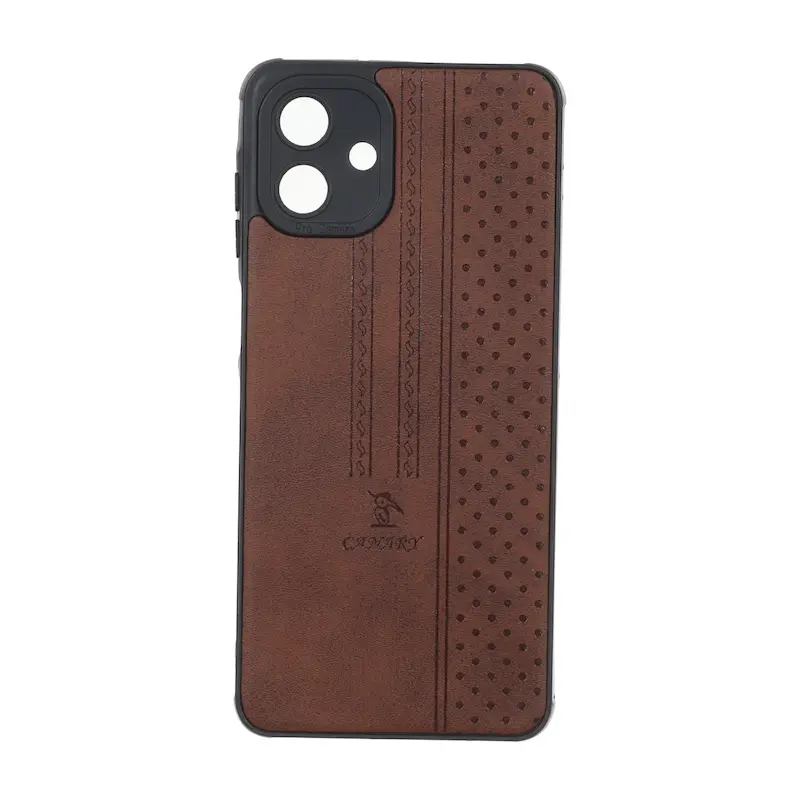 قاب گوشی Galaxy A07 سامسونگ اورجینال کاناری CANARY چرمی دوخت کلاسیک نقطه چین قهوه ای کد 126717