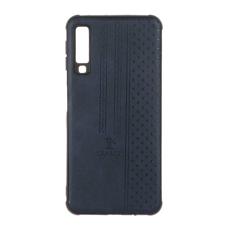 قاب گوشی Galaxy A7 2018 - A750 سامسونگ اورجینال کاناری CANARY چرمی دوخت کلاسیک نقطه چین سرمه ای کد 126731