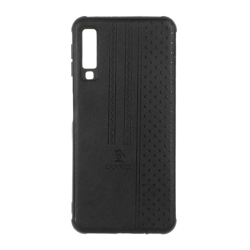 قاب گوشی Galaxy A7 2018 - A750 سامسونگ اورجینال کاناری CANARY چرمی دوخت کلاسیک نقطه چین مشکی کد 126732