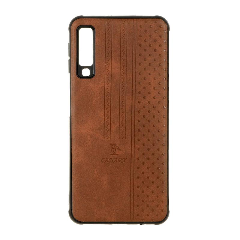 قاب گوشی Galaxy A7 2018 - A750 سامسونگ اورجینال کاناری CANARY چرمی دوخت کلاسیک نقطه چین عسلی کد 126734
