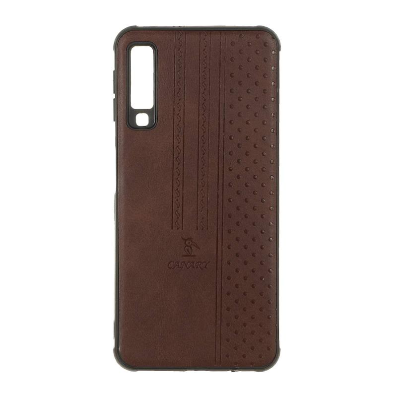 قاب گوشی Galaxy A7 2018 - A750 سامسونگ اورجینال کاناری CANARY چرمی دوخت کلاسیک نقطه چین قهوه ای کد 126737